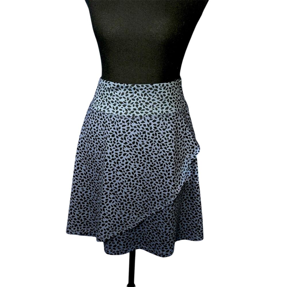 Eddie Bauer Women Blue Kacey Faux Wrap Athletic Skirt Sz M Activewear Animal Gym